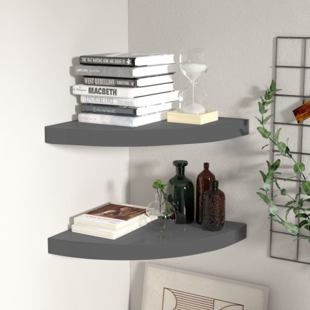 Schwebende Eckregale 2 Stk. MDF glänzend grau 35x35x3,8 cm von vidaXL, Regale und Regale - Ref: Foro24-323914, Preis: 42,39 €...