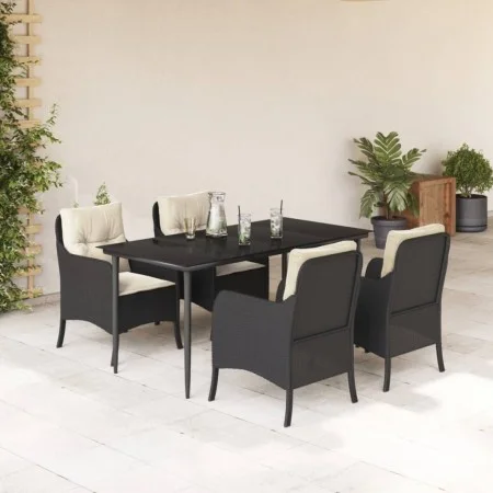 Set de muebles jardín 5 pzas con cojines ratán sintético negro de , Conjuntos de jardín - Ref: Foro24-3211909, Precio: 510,83...