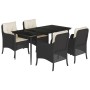 Gartenmöbel-Set, 5-teilig, mit schwarzen Polstern aus synthetischem Rattan von , Gartensets - Ref: Foro24-3211909, Preis: 541...