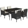 Set de muebles jardín 5 pzas con cojines ratán sintético negro de , Conjuntos de jardín - Ref: Foro24-3211909, Precio: 510,83...