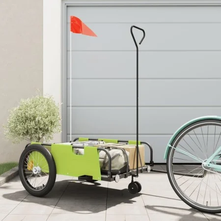 Remolque para bicicletas tela Oxford y hierro verde y negro by , Bicycle trailers - Ref: Foro24-94200, Price: 101,12 €, Disco...