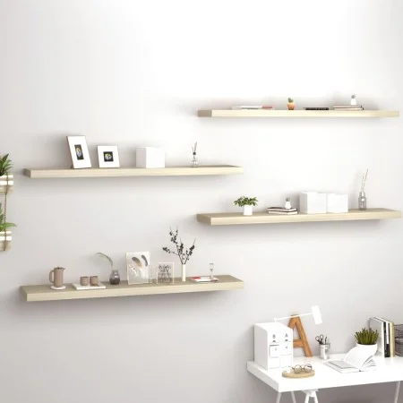 Floating wall shelves 4 units MDF oak color 120x23.5x3.8 cm by vidaXL, Shelves and shelves - Ref: Foro24-323885, Price: 105,5...