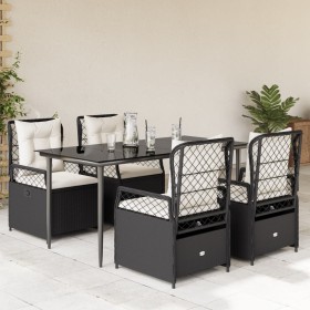 Gartenmöbel-Set, 5-teilig, mit schwarzen Polstern aus synthetischem Rattan von , Gartensets - Ref: Foro24-3262960, Preis: 511...