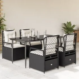 Set de muebles jardín 5 pzas con cojines ratán sintético negro by , Garden sets - Ref: Foro24-3262960, Price: 503,17 €, Disco...