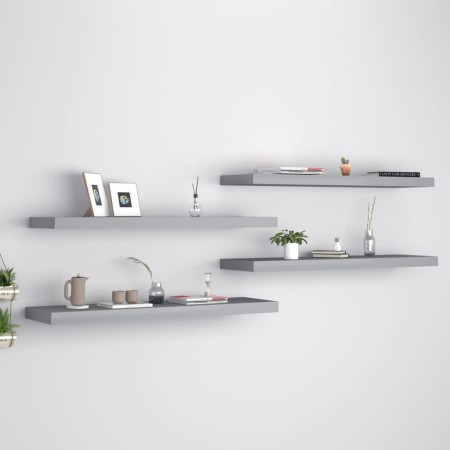 Floating wall shelves 4 pcs MDF gray 90x23.5x3.8 cm by vidaXL, Shelves and shelves - Ref: Foro24-323861, Price: 70,45 €, Disc...