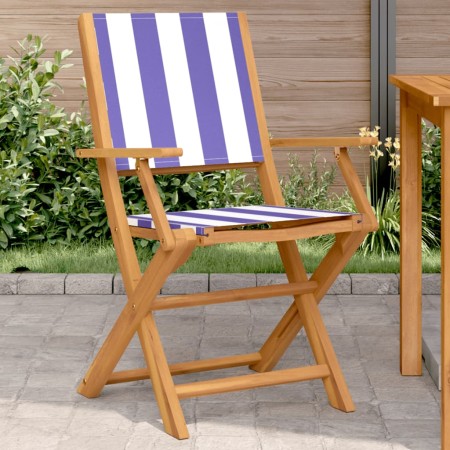Gartenstühle 2 Stück Massivholz Akazie und blau-weißer Stoff von , Gartenstühle - Ref: Foro24-367674, Preis: 106,71 €, Rabatt: %