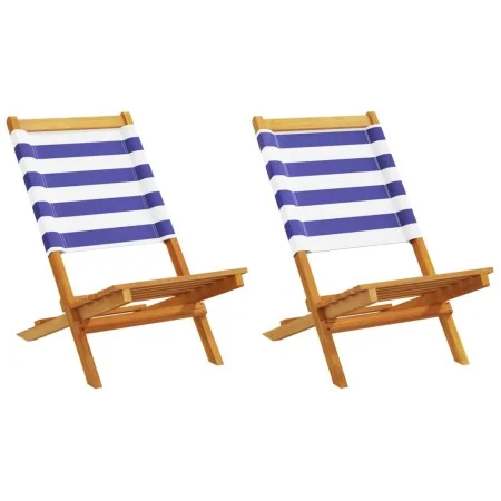 Gartenstühle 2 Stück Massivholz Akazie und blau-weißer Stoff von , Gartenstühle - Ref: Foro24-367695, Preis: 112,40 €, Rabatt: %