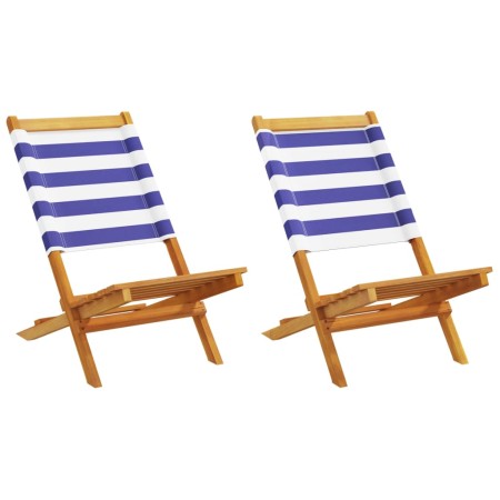 Gartenstühle 2 Stück Massivholz Akazie und blau-weißer Stoff von , Gartenstühle - Ref: Foro24-367695, Preis: 114,54 €, Rabatt: %