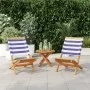 Gartenstühle 2 Stück Massivholz Akazie und blau-weißer Stoff von , Gartenstühle - Ref: Foro24-367695, Preis: 112,40 €, Rabatt: %