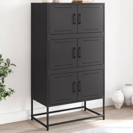 Aparador de acero negro 68,5x38,5x123,5 cm de , Aparadores - Ref: Foro24-846488, Precio: 142,94 €, Descuento: %