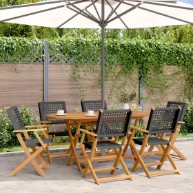 Faltbare Gartenstühle, 6 Stück, Massivholz und schwarzes PE-Rattan von , Gartenstühle - Ref: Foro24-3214557, Preis: 367,01 €,...
