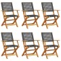 Sillas de jardín plegables 6 uds madera maciza y ratán PE negro by , Garden chairs - Ref: Foro24-3214557, Price: 375,83 €, Di...