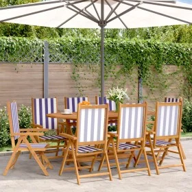 8 verstellbare Gartenstühle aus Massivholz mit blau-weißem Stoff. von , Gartenstühle - Ref: Foro24-3214555, Preis: 570,04 €, ...