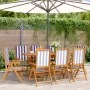 8 verstellbare Gartenstühle aus Massivholz mit blau-weißem Stoff. von , Gartenstühle - Ref: Foro24-3214555, Preis: 570,02 €, ...