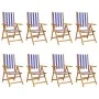 8 verstellbare Gartenstühle aus Massivholz mit blau-weißem Stoff. von , Gartenstühle - Ref: Foro24-3214555, Preis: 570,02 €, ...