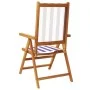 Sillas jardín reclinables 8 uds madera maciza tela azul blanco de , Sillas de jardín - Ref: Foro24-3214555, Precio: 570,02 €,...