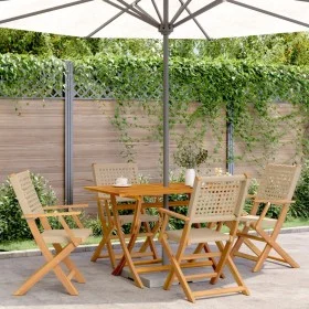 Faltbare Gartenstühle, 4 Stück Massivholz und PE-Rattan in Beige. von , Gartenstühle - Ref: Foro24-3214562, Preis: 254,15 €, ...