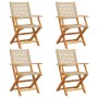 Faltbare Gartenstühle, 4 Stück Massivholz und PE-Rattan in Beige. von , Gartenstühle - Ref: Foro24-3214562, Preis: 258,59 €, ...