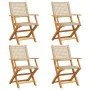 Sillas de jardín plegables 4 uds madera maciza y ratán PE beige by , Garden chairs - Ref: Foro24-3214562, Price: 254,15 €, Di...