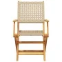 Sillas de jardín plegables 4 uds madera maciza y ratán PE beige by , Garden chairs - Ref: Foro24-3214562, Price: 254,15 €, Di...