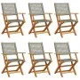 Faltbare Gartenstühle, 6 Stück Massivholz und graues PE-Rattan von , Gartenstühle - Ref: Foro24-3214560, Preis: 381,62 €, Rab...