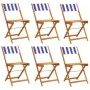 Faltbare Gartenstühle, 6 Stück, Massivholz, blau-weißer Stoff. von , Gartenstühle - Ref: Foro24-3214626, Preis: 234,69 €, Rab...