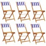 Faltbare Gartenstühle, 6 Stück, Massivholz, blau-weißer Stoff. von , Gartenstühle - Ref: Foro24-3214626, Preis: 238,89 €, Rab...