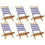 Sillas jardín plegables 6 uds madera maciza tela azul blanco by , Garden chairs - Ref: Foro24-3214653, Price: 319,94 €, Disco...