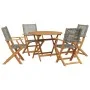 Set de comedor de jardín 5 piezas ratán PE madera maciza gris de , Conjuntos de jardín - Ref: Foro24-3281815, Precio: 352,12 ...