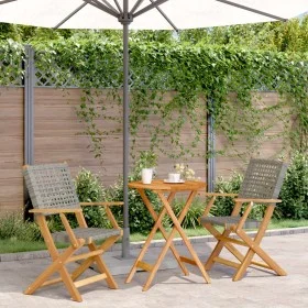 Juego de bistro de 3 piezas ratán PE y madera maciza gris by , Garden sets - Ref: Foro24-3281791, Price: 174,25 €, Discount: %