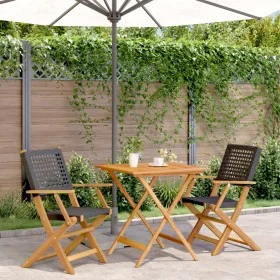 Juego de bistro de 3 piezas ratán PE y madera maciza negro by , Garden sets - Ref: Foro24-3281874, Price: 193,70 €, Discount: %