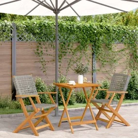 Juego de bistro de 3 piezas ratán PE y madera maciza gris by , Garden sets - Ref: Foro24-3281803, Price: 186,73 €, Discount: %