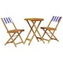 Juego de bistro de 3 piezas tela y madera maciza azul y blanco de , Conjuntos de jardín - Ref: Foro24-3281753, Precio: 129,17...