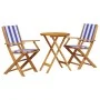 Juego de bistro de 3 piezas tela y madera maciza azul y blanco by , Garden sets - Ref: Foro24-3281801, Price: 147,67 €, Disco...