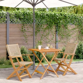 3-teiliges Bistro-Set aus PE-Rattan und massivem Holz in Beige von , Gartensets - Ref: Foro24-3281876, Preis: 199,60 €, Rabat...