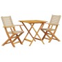 Juego de bistro de 3 piezas ratán PE y madera maciza beige by , Garden sets - Ref: Foro24-3281876, Price: 199,60 €, Discount: %