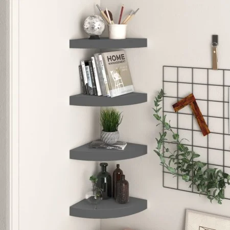 Floating wall shelf 4 pcs glossy gray MDF 25x25x3.8 cm by vidaXL, Shelves and shelves - Ref: Foro24-323894, Price: 41,13 €, D...
