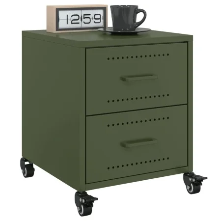 Mesitas de noche 2 unidades acero verde oliva 36x39x43,5 cm de , Mesitas de noche - Ref: Foro24-846635, Precio: 98,59 €, Desc...