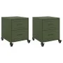 Mesitas de noche 2 unidades acero verde oliva 36x39x43,5 cm de , Mesitas de noche - Ref: Foro24-846635, Precio: 98,59 €, Desc...