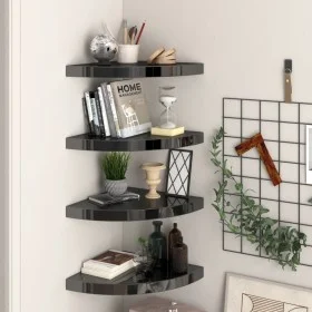 Corner floating shelves 4 pcs glossy black MDF 35x35x3.8 cm by vidaXL, Shelves and shelves - Ref: Foro24-323912, Price: 60,55...