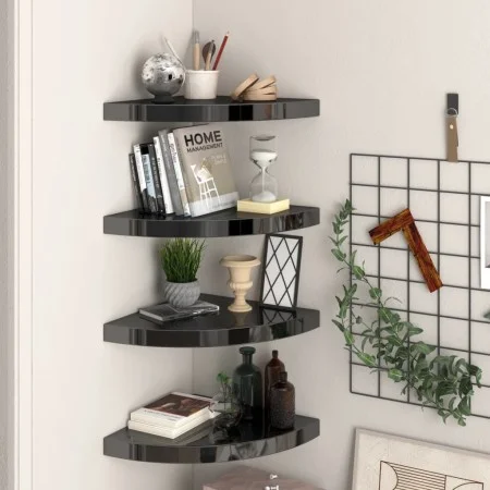 Corner floating shelves 4 pcs glossy black MDF 35x35x3.8 cm by vidaXL, Shelves and shelves - Ref: Foro24-323912, Price: 60,55...