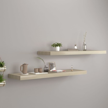 Schwebende Wandregale 2 Stück MDF-Eiche 90x23,5x3,8 cm von vidaXL, Regale und Regale - Ref: Foro24-323881, Preis: 48,39 €, Ra...