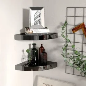 Corner floating shelves 2 pcs glossy black MDF 25x25x3.8 cm by vidaXL, Shelves and shelves - Ref: Foro24-323890, Price: 28,70...