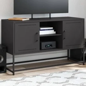 Schwarzer TV-Schrank aus Stahl, 100,5x39x60,5 cm. von , TV-Möbel - Ref: Foro24-846512, Preis: 92,96 €, Rabatt: %
