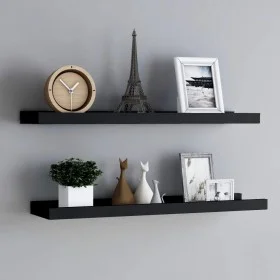 Shelf for photo frames 2 pcs black MDF 80x9x3 cm by vidaXL, Shelves and shelves - Ref: Foro24-323933, Price: 24,24 €, Discoun...