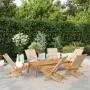Sillas de jardín plegables 4 uds madera maciza y tela beige de , Sillas de jardín - Ref: Foro24-3214647, Precio: 309,55 €, De...