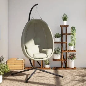 Silla colgante huevo con soporte tela y acero beige by , Garden rockers - Ref: Foro24-4007401, Price: 202,59 €, Discount: %