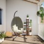 Silla colgante huevo con soporte tela y acero beige de , Balancines de jardín - Ref: Foro24-4007401, Precio: 193,21 €