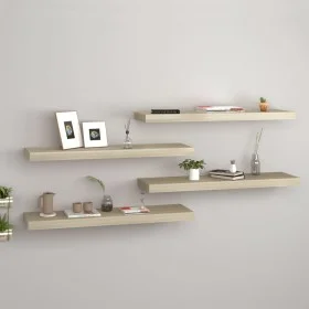 Floating wall shelves 4 units oak color MDF 80x23.5x3.8cm by vidaXL, Shelves and shelves - Ref: Foro24-323879, Price: 65,92 €...