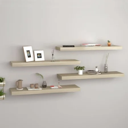 Floating wall shelves 4 units oak color MDF 80x23.5x3.8cm by vidaXL, Shelves and shelves - Ref: Foro24-323879, Price: 65,92 €...